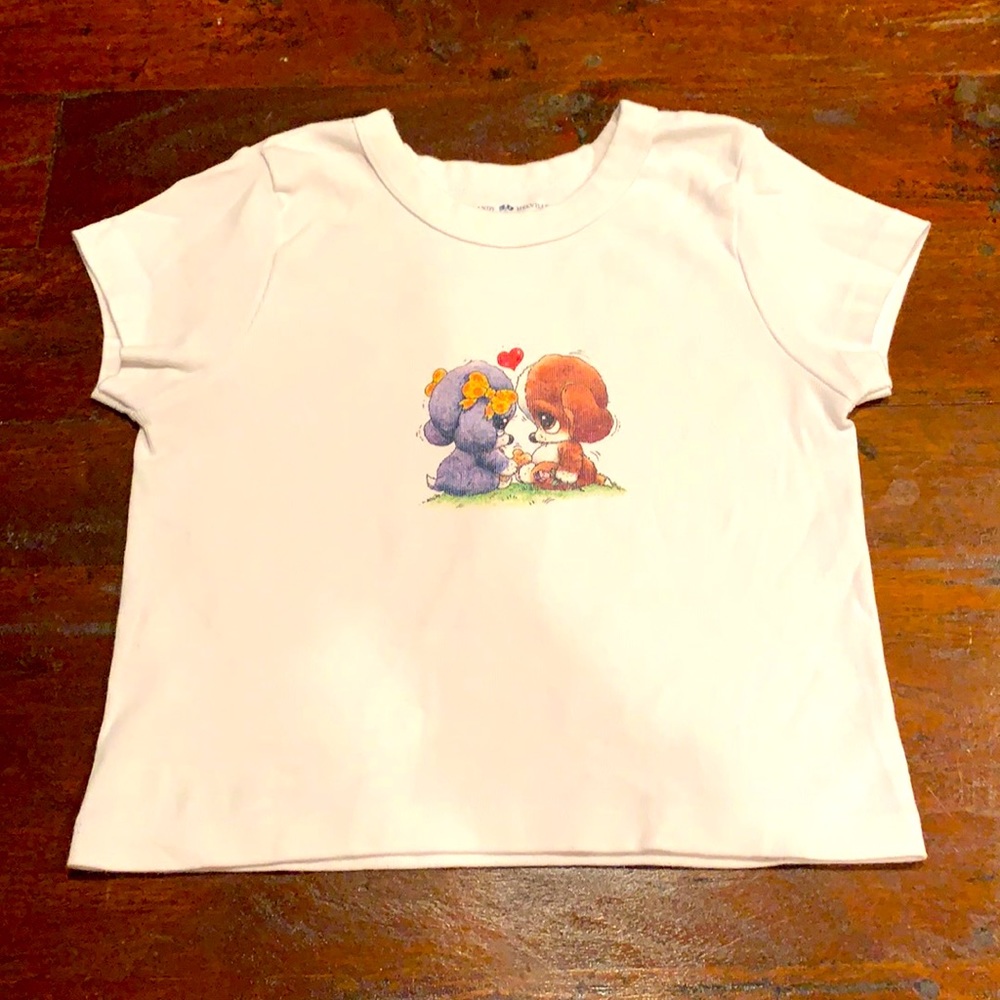 Brandy Melville Dog Graphic Cropped Tee
